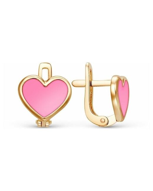 Kinder Jewelry Комплект серег Сердце серебро 925 проба длина 1 см. розовый