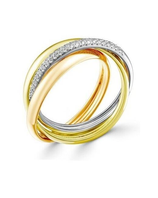 Prestige Кольцо комбинированное золото 585 проба бриллиант размер 16