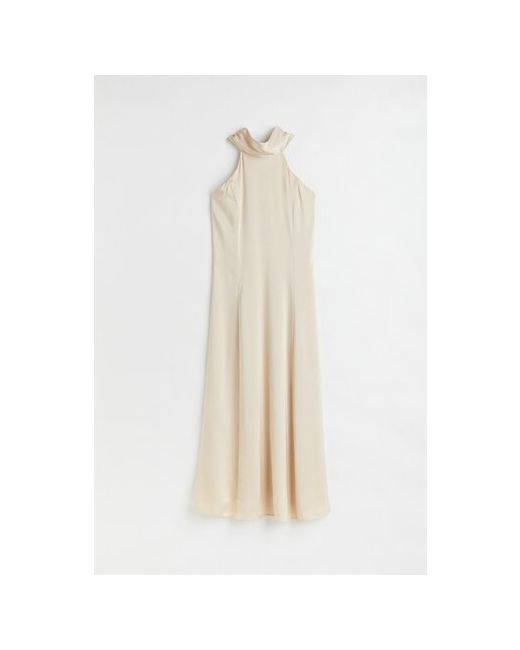 H & M Платье атлас вечернее прилегающее макси открытая спина подкладка размер 40