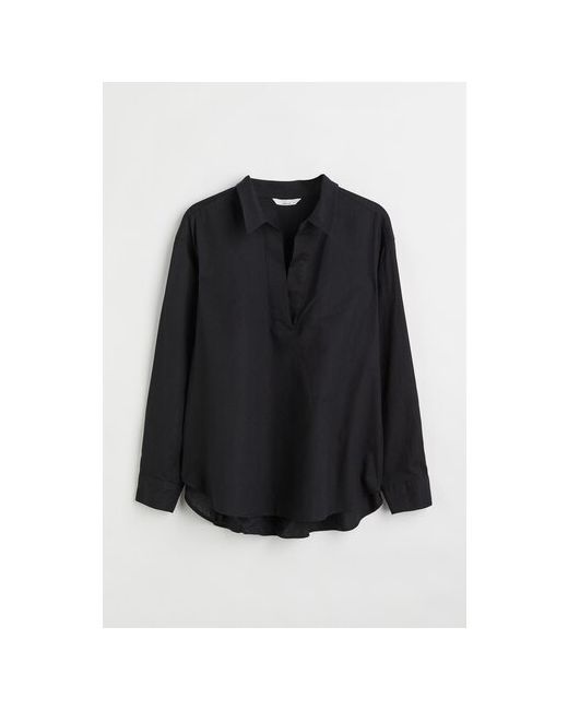 H & M Блуза повседневный стиль свободный силуэт длинный рукав без карманов манжеты однотонная размер