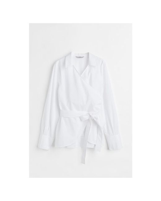 H & M Блуза классический стиль полуприлегающий силуэт длинный рукав без карманов манжеты однотонная размер