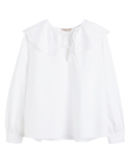 H & M Блуза стиль бохо свободный силуэт длинный рукав однотонная размер 3XL