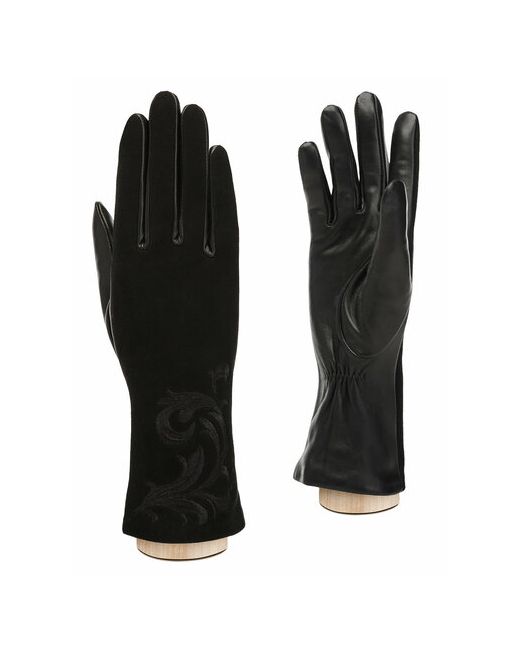 Eleganzza Перчатки демисезон/зима натуральная кожа подкладка размер 7.5 черный