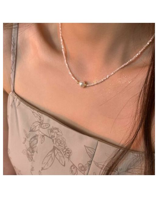 Wiekk Ожерелье цепочка на шею с жемчужиной легкое натуральное подарок маме бабушке жене сестре новый год 8 марта день рождения влюбленных