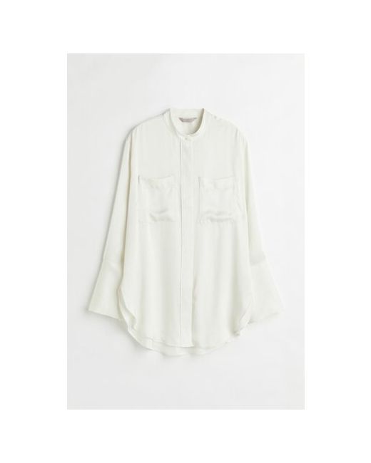 H & M Блуза повседневный стиль прямой силуэт длинный рукав карманы однотонная размер