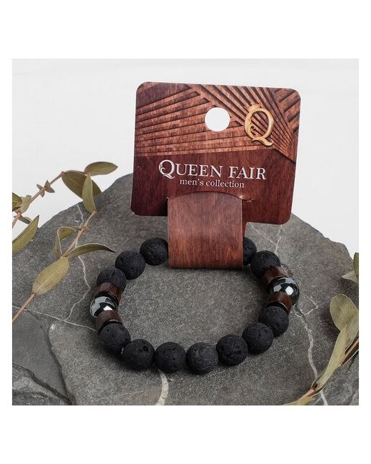 Queen Fair Браслет унисекс Бастион лава с деревом чёрно шар 10 d6 см