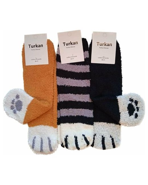 Turkan носки средние на Новый год ослабленная резинка махровые фантазийные вязаные бесшовные размер мультиколор