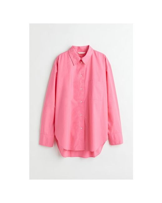 H & M Рубашка повседневный стиль оверсайз длинный рукав карманы манжеты однотонная размер