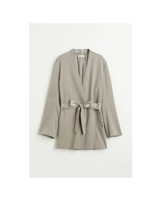 H & M Пиджак средней длины силуэт свободный с поясом подкладка размер