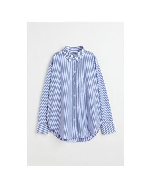 H & M Рубашка повседневный стиль оверсайз длинный рукав карманы манжеты однотонная размер