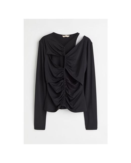 H & M Блуза повседневный стиль прилегающий силуэт длинный рукав однотонная размер