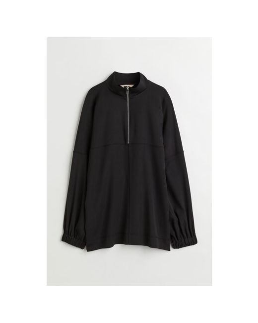 H & M Блуза оверсайз длинный рукав однотонная размер черный