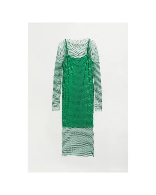 H & M Платье прямой силуэт миди размер зеленый