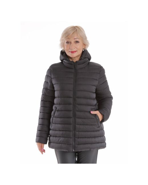 Belleb куртка зимняя средней длины силуэт свободный капюшон карманы размер 52