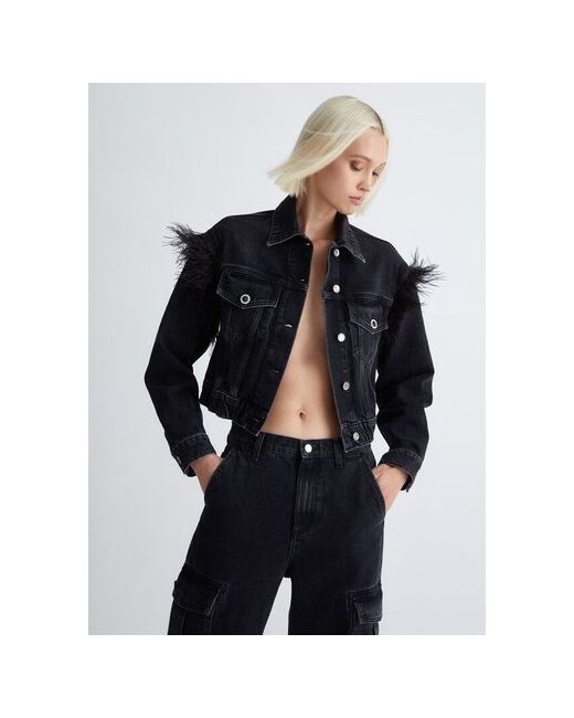 Liu •Jo Джинсовая куртка демисезон/лето силуэт свободный карманы отделка мехом размер