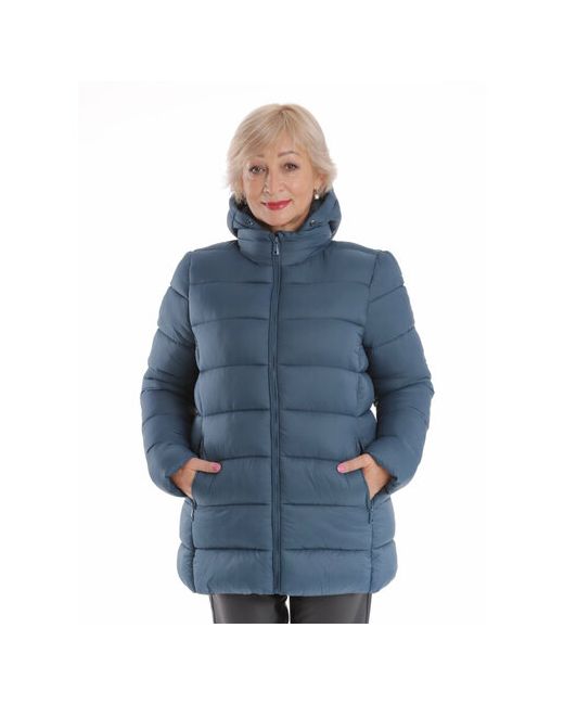 Belleb куртка зимняя средней длины силуэт свободный капюшон карманы размер 60