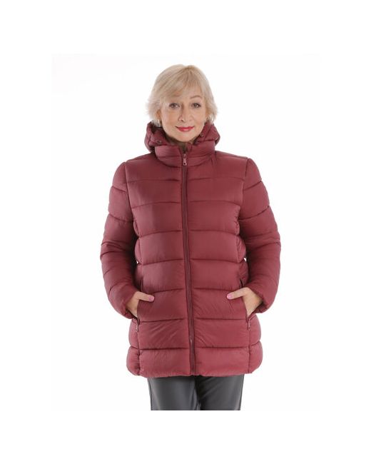 Belleb куртка зимняя средней длины силуэт свободный капюшон карманы размер 56