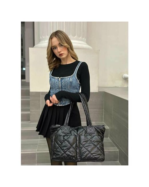 Ciara Сумка шоппер ЧернБол повседневная текстиль вмещает А4 внутренний карман
