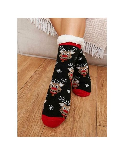 Dinoel носки высокие махровые на Новый год нескользящие утепленные размер