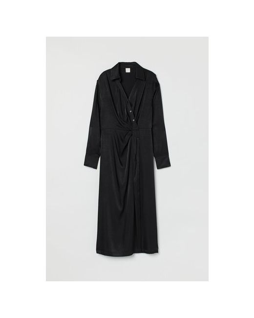 H & M Платье-рубашка повседневное свободный силуэт макси размер черный