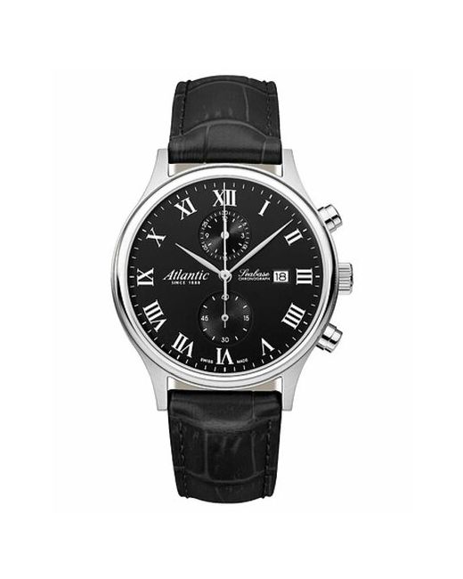 Atlantic Наручные часы Часы-хронограф швейцарские Seabase 64452.41.68 с гарантией черный серебряный