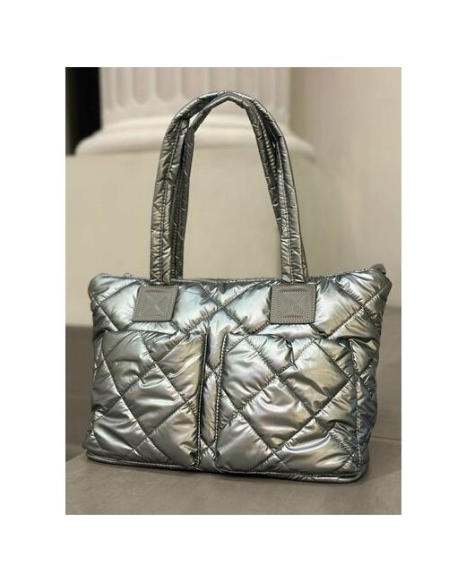 Ciara Сумка шоппер СумБалСер повседневная текстиль вмещает А4 внутренний карман серебряный серый