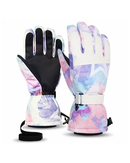 Grand Price Зимние водоотталкивающие ветрозащитные перчатки для сенсорного экрана бело-сиреневые S