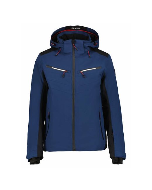 Icepeak Куртка средней длины силуэт прямой карманы несъемный капюшон регулируемый ветрозащитная размер 54 синий