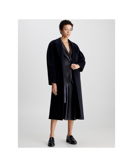 Calvin Klein Пальто демисезонное шерсть силуэт свободный средней длины размер 40
