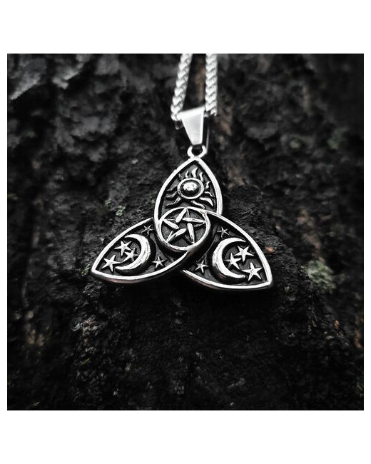 occultist.shop Кельтский амулет с пентаграммой луной и солнцем стальной кулон на цепочке
