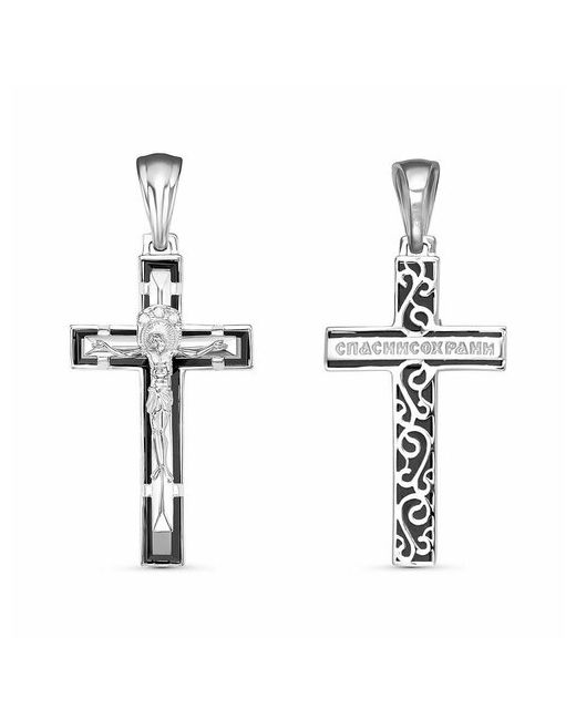 Infini Крест с черными фианитами из серебра 925 пробы