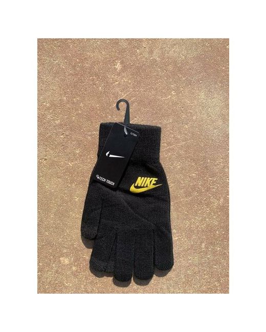 Nike Перчатки демисезон/зима водительские сенсорные быстросохнущие размер Универсальный S желтый черный