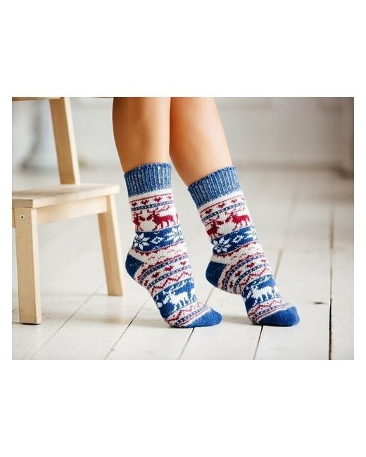 Бабушкины носки носки вязаные размер 38 синий