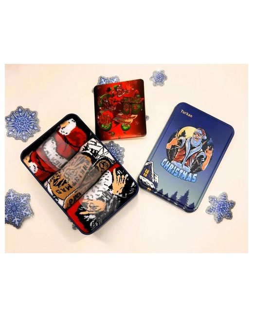 Turkan Носки 3 пары классические фантазийные на Новый год подарочная упаковка 23 февраля размер черный