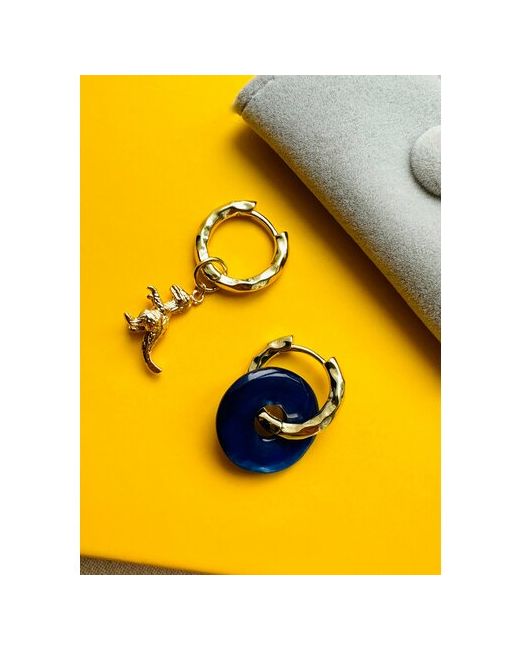 sunshine_accry Серьги подарочная упаковка ручная работа размер/диаметр 19 мм. золотой синий