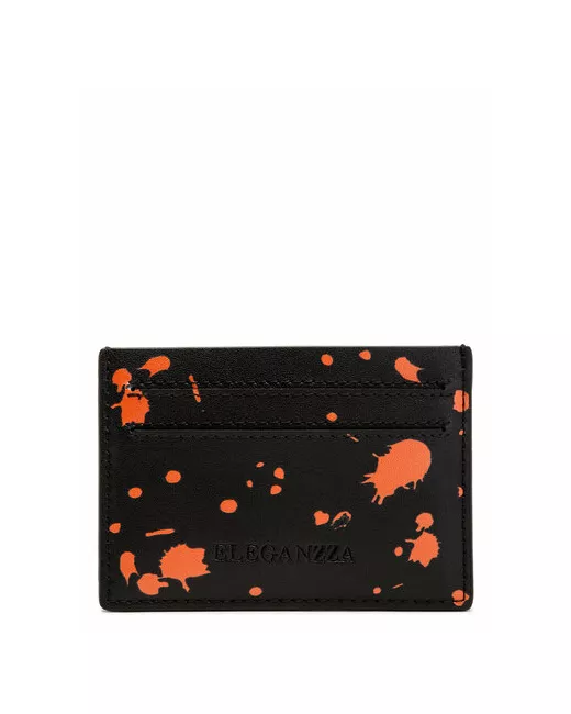 Eleganzza Кредитница 4 кармана для карт визитки оранжевый черный