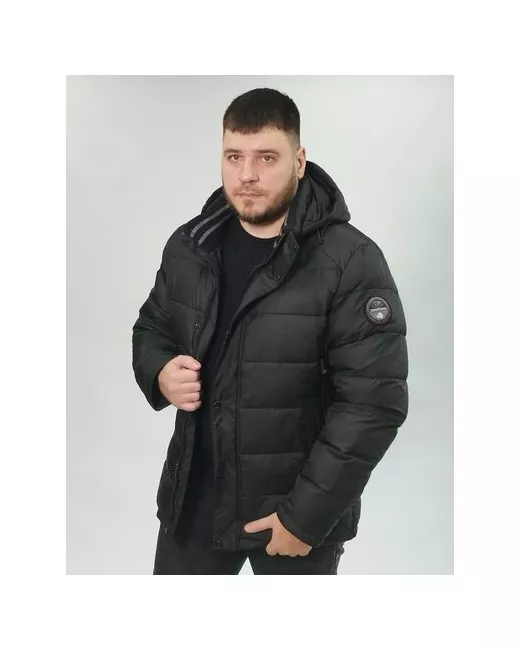 Zaka куртка зимняя силуэт прямой карманы герметичные швы капюшон ультралегкая манжеты утепленная подкладка съемный воздухопроницаемая внутренний карман ветрозащитная водонепроницаемая размер 56 черный