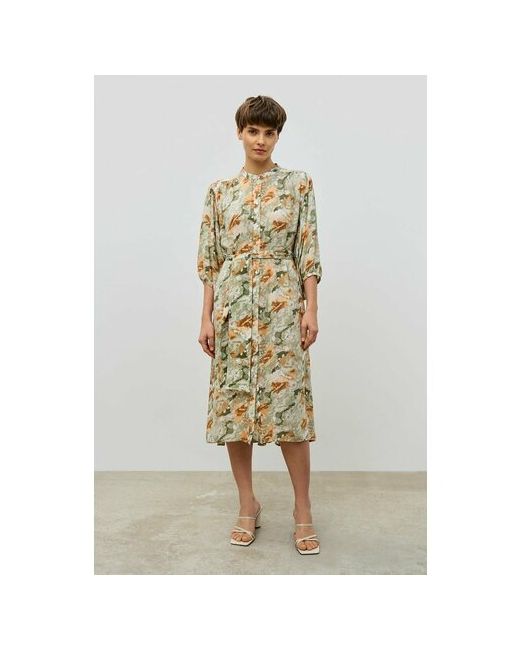 Baon Платье-рубашка вискоза повседневное свободный силуэт миди карманы размер 42