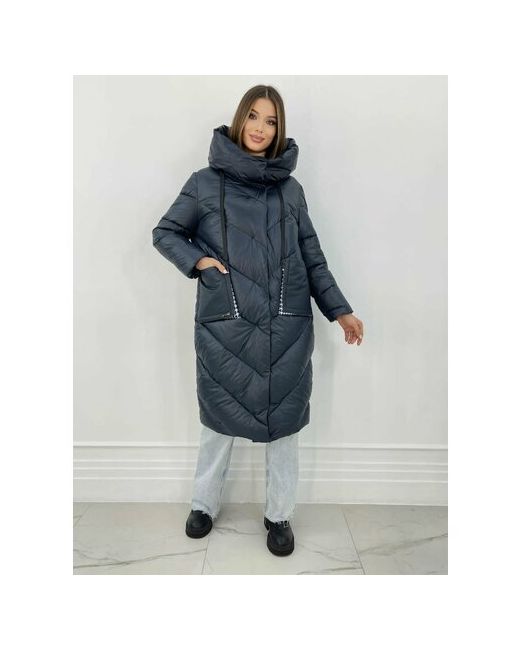 Karmelstyle Пальто удлиненный силуэт прямой капюшон карманы стеганная размер