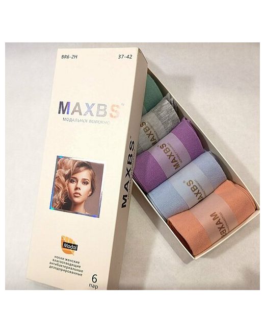 Maxbs носки средние подарочная упаковка антибактериальные свойства на Новый год 100 den 6 пар размер мультиколор