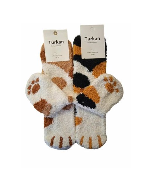 Turkan носки средние фантазийные ослабленная резинка на Новый год вязаные бесшовные махровые размер оранжевый