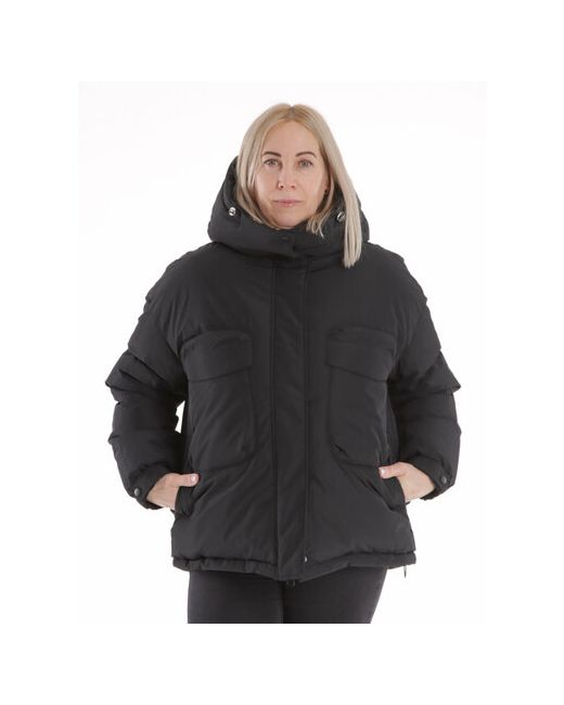 ampir куртка зимняя средней длины оверсайз съемный капюшон карманы ветрозащитная размер L