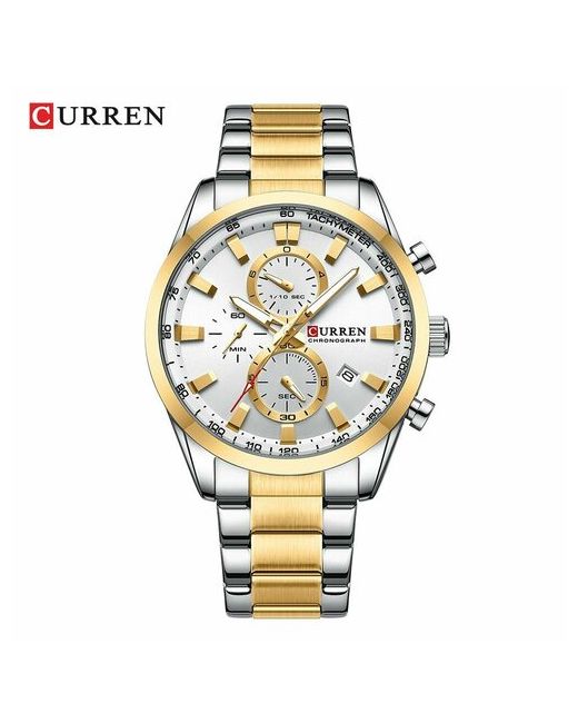 Curren Наручные часы Часы наручные на металлическом браслете многофункциональные хронограф золотой серебряный