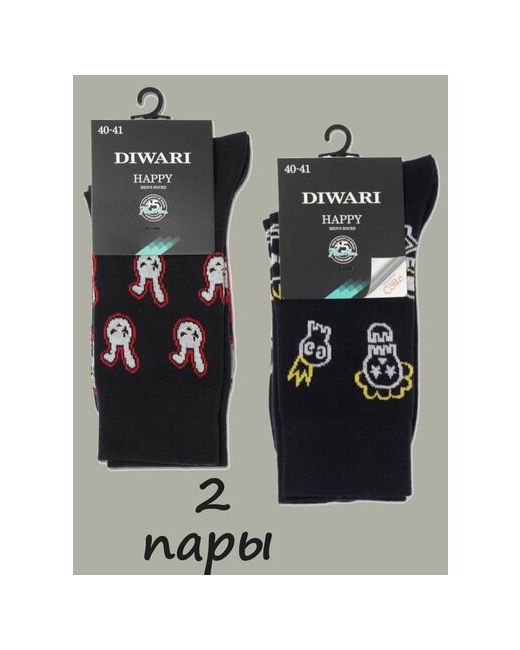 DiWaRi носки 2 пары классические размер 41 мультиколор черный