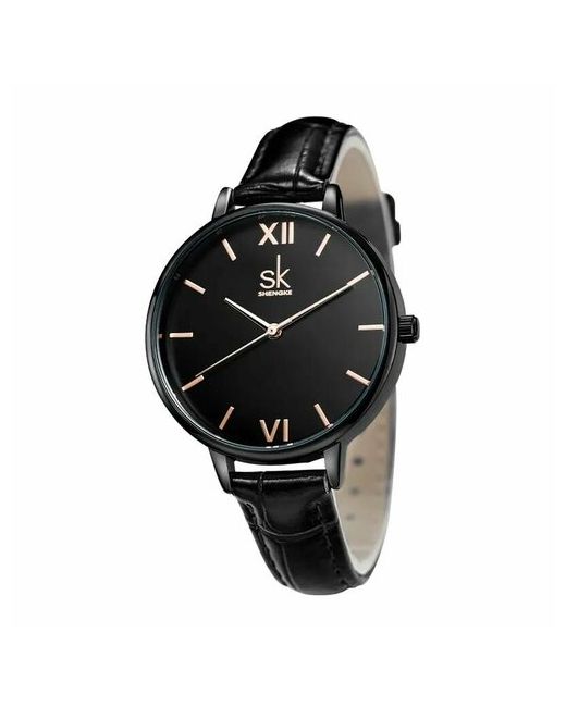 Shengke Наручные часы кварцевые с кожаным ремешком 38 мм
