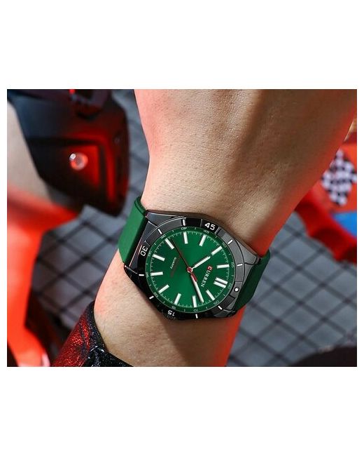 Curren Наручные часы Часы наручные на силиконовом ремешке черный зеленый
