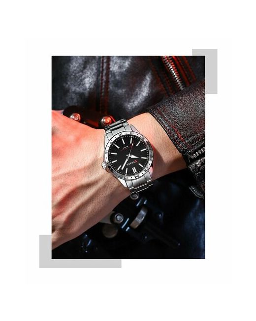 Curren Наручные часы Часы наручные на металлическом браслете классический дизайн черный серебряный