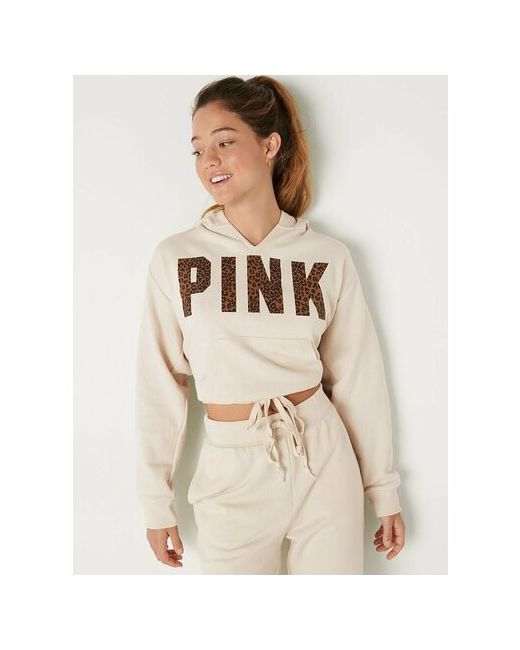 Victoria’s Secret Pink Худи силуэт свободный укороченное утепленное капюшон карманы размер