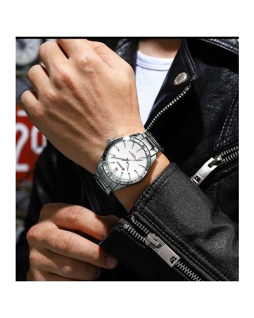 Curren Наручные часы Часы наручные на металлическом браслете классический дизайн серебряный серый