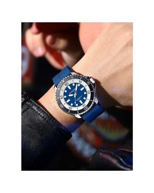Curren Наручные часы Часы наручные на силиконовом ремешке серебряный синий